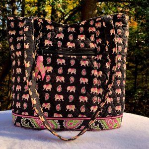 Vera Bradley Navy Blue Elephant Print Small Tote Bag Purse